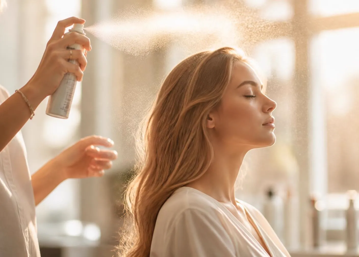 A mist of product in the light