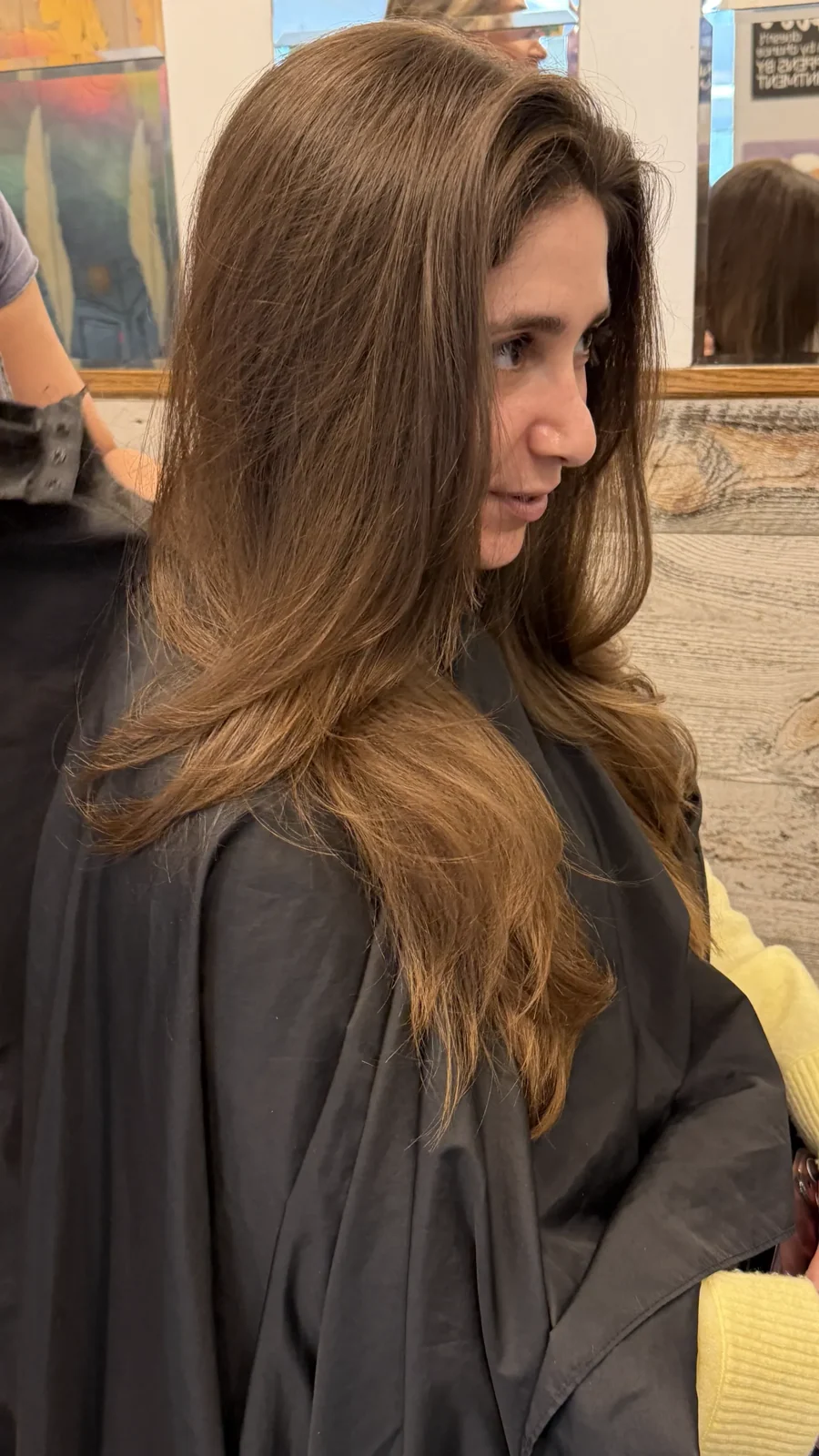 Long layers, cut and styled in the salon
